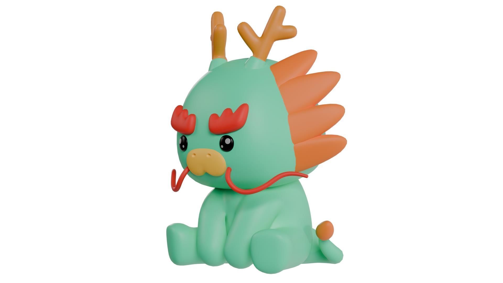 Chinese Zodiac Year of the Dragon Sitting Pose 3D print model_3