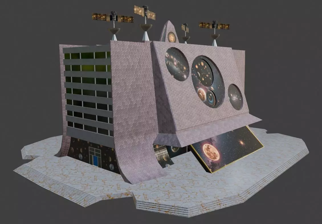 Scientific Building 111 Low-poly 3D model_0