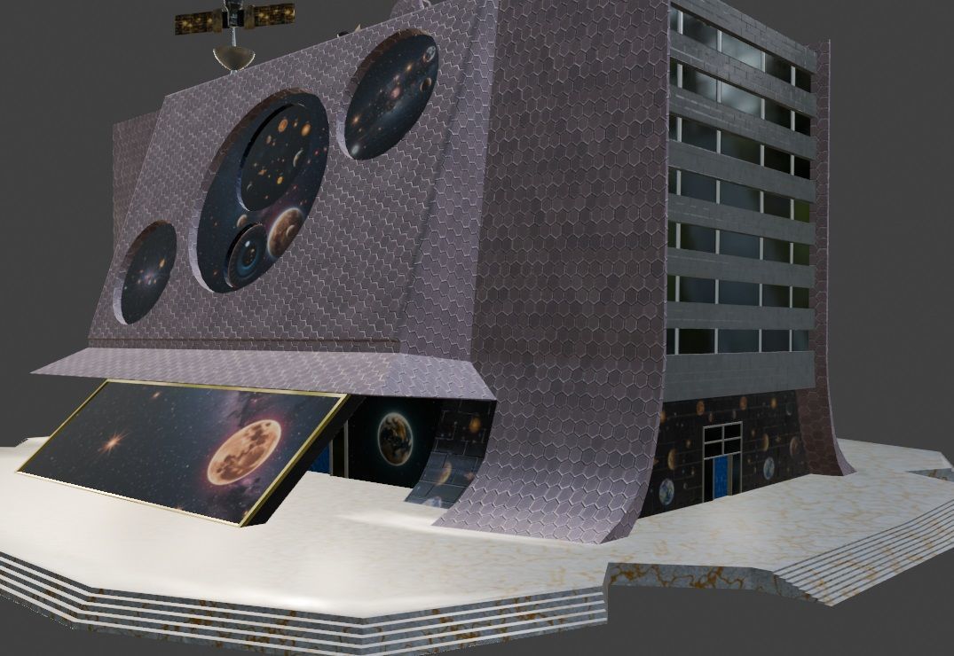 Scientific Building 111 Low-poly 3D model_1