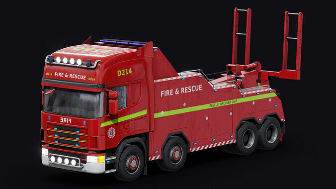 Fire and Rescue Wrecker Unit Low-poly 3D model