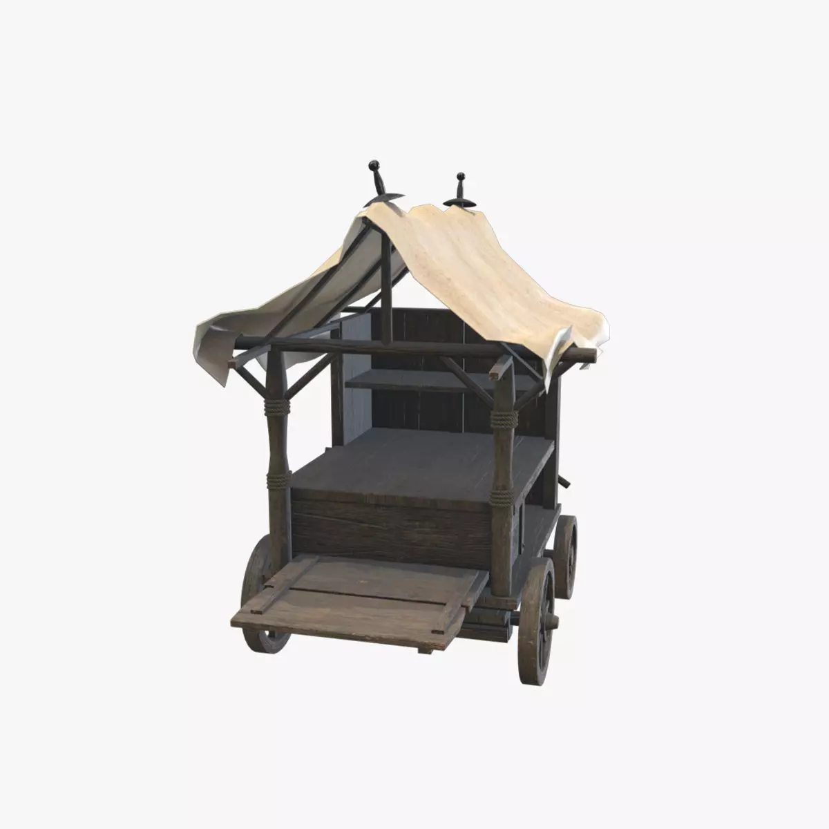 Medieval Cart V04 Low-poly 3D model_0