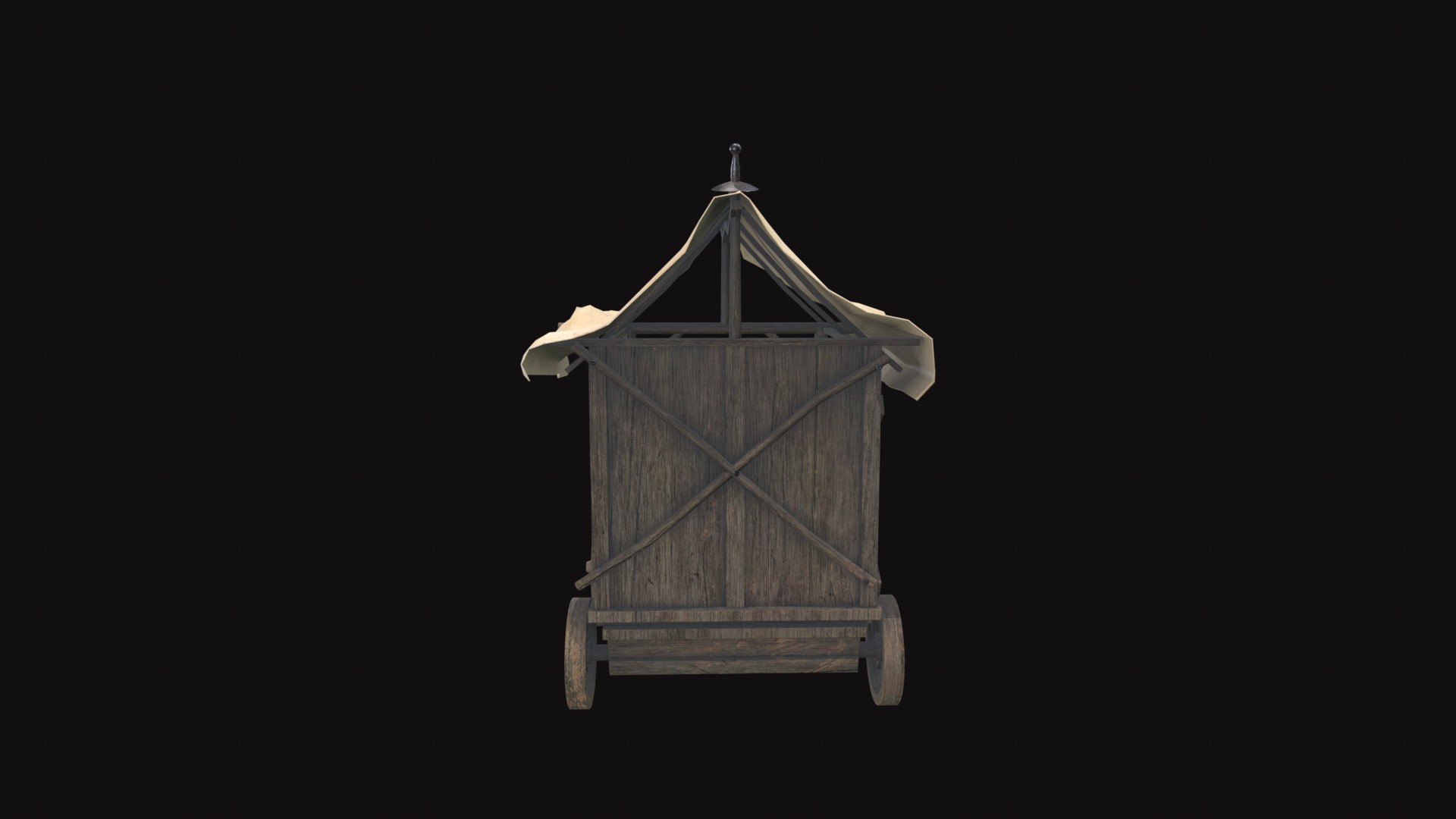 Medieval Cart V04 Low-poly 3D model_3
