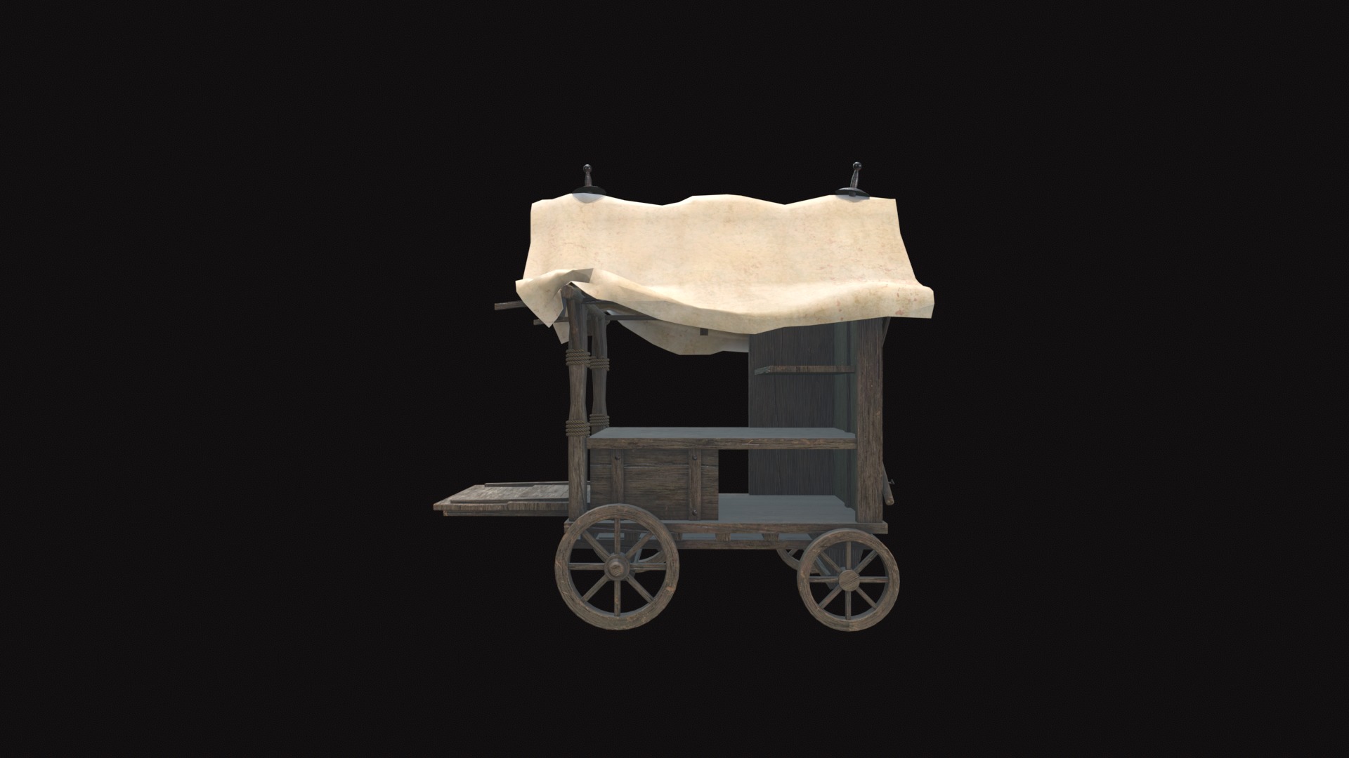 Medieval Cart V04 Low-poly 3D model_5