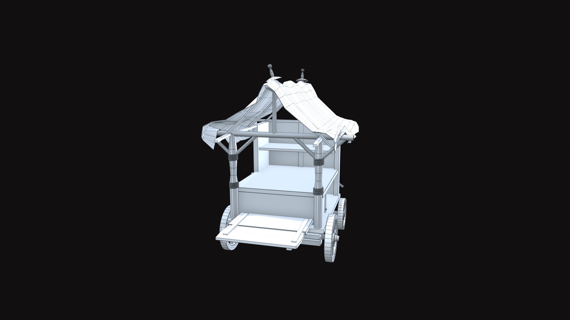Medieval Cart V04 Low-poly 3D model_10