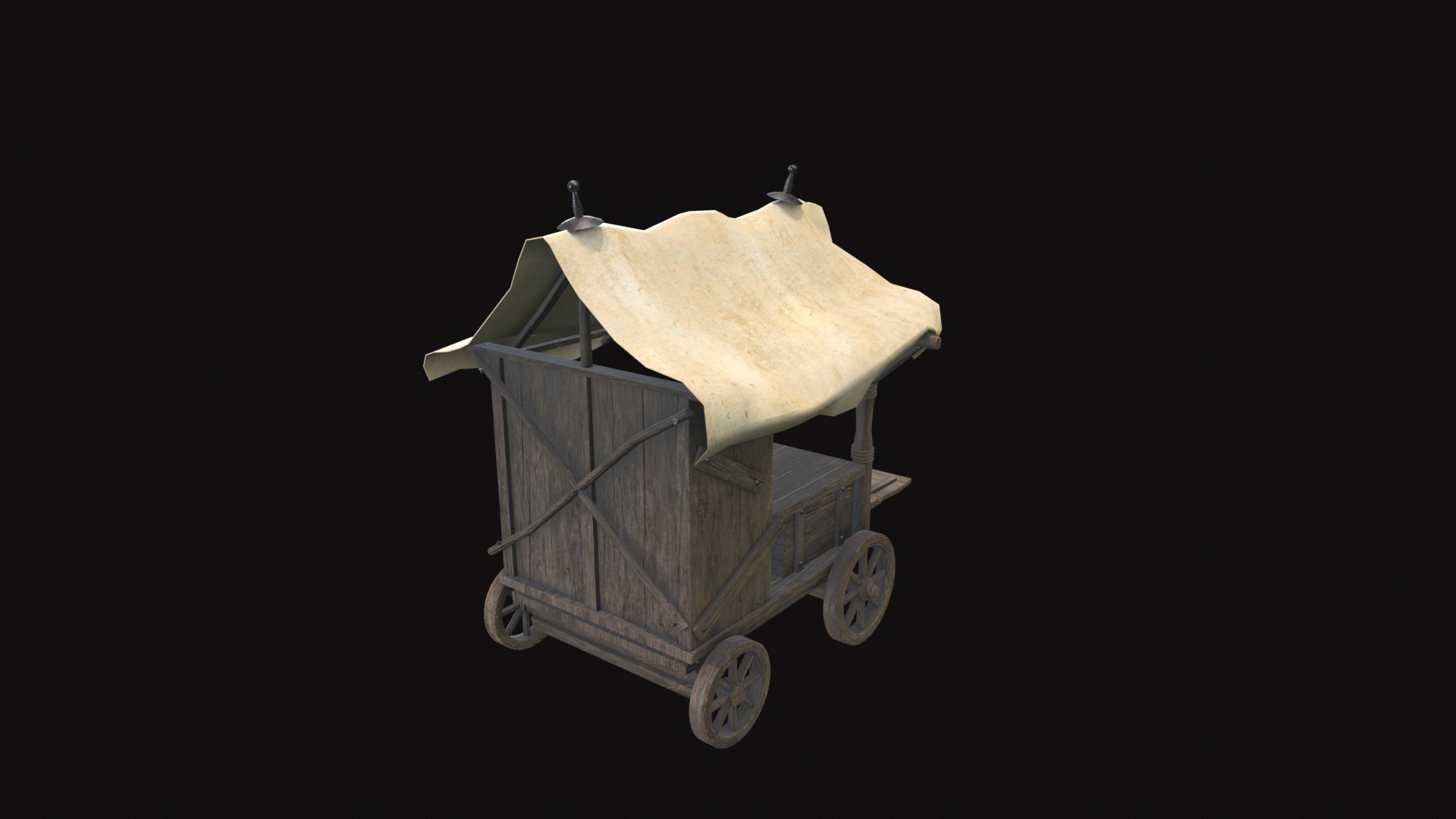 Medieval Cart V04 Low-poly 3D model_2