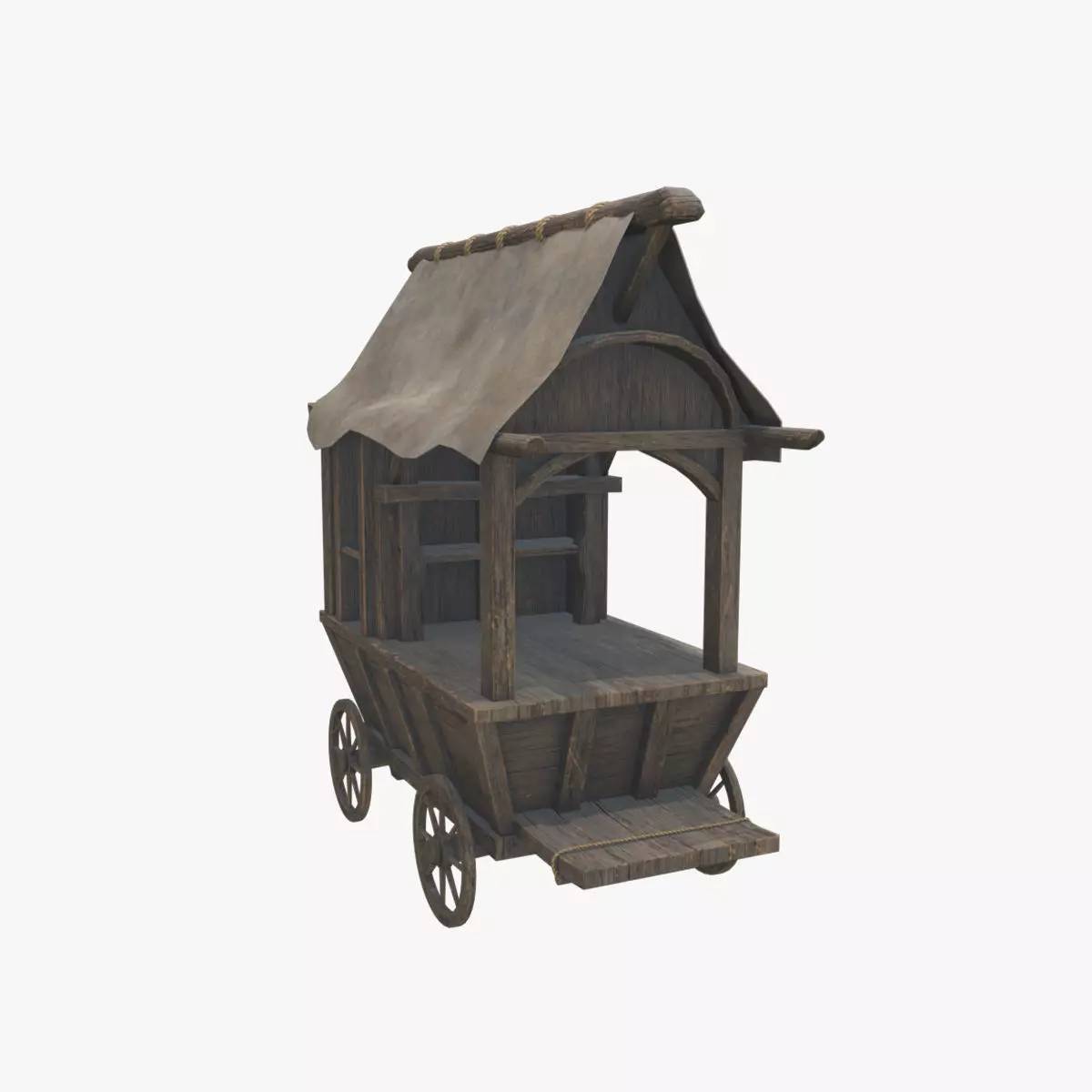 Medieval Cart V05 Low-poly 3D model