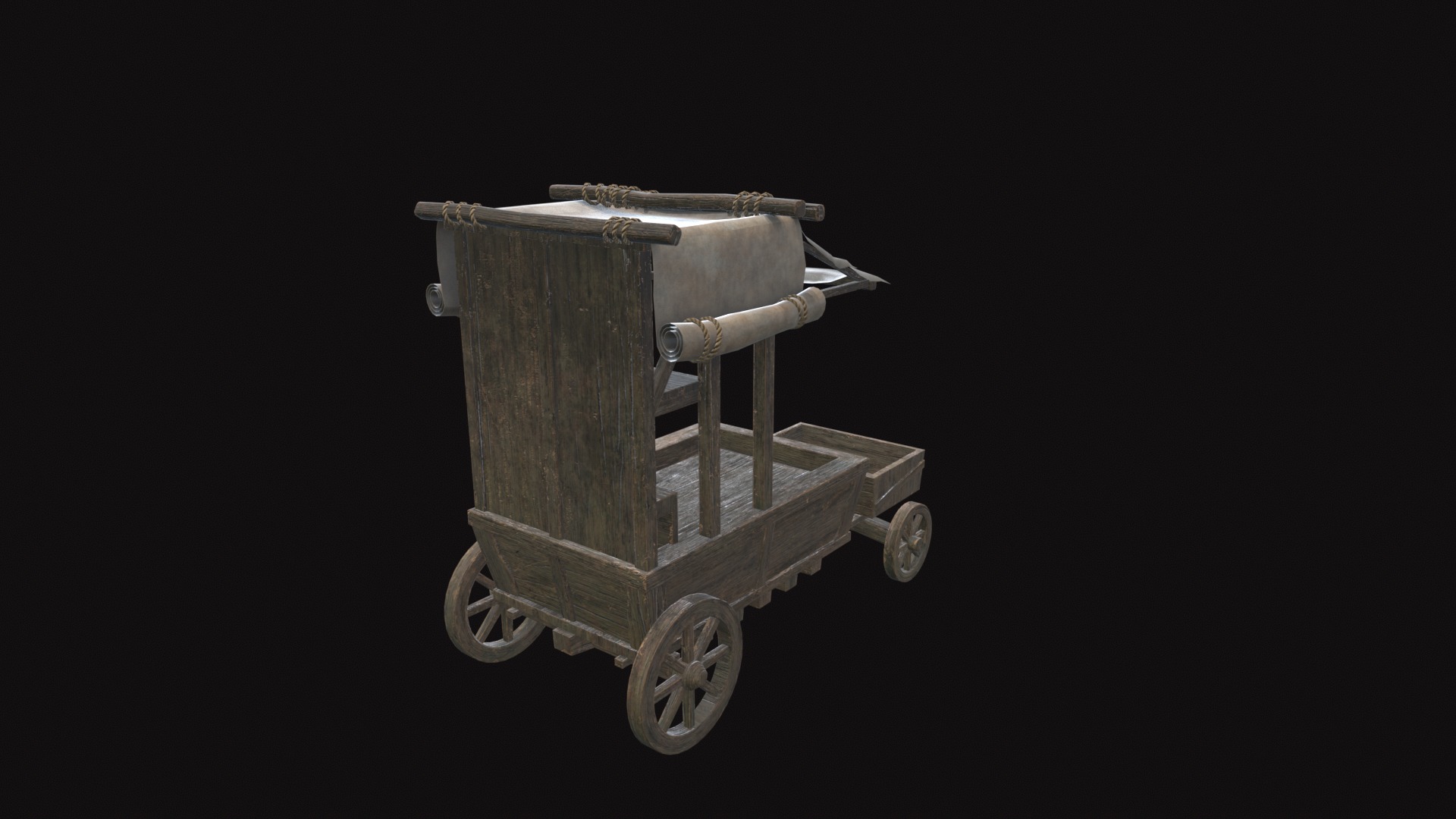 Medieval Cart V06 Low-poly 3D model_2