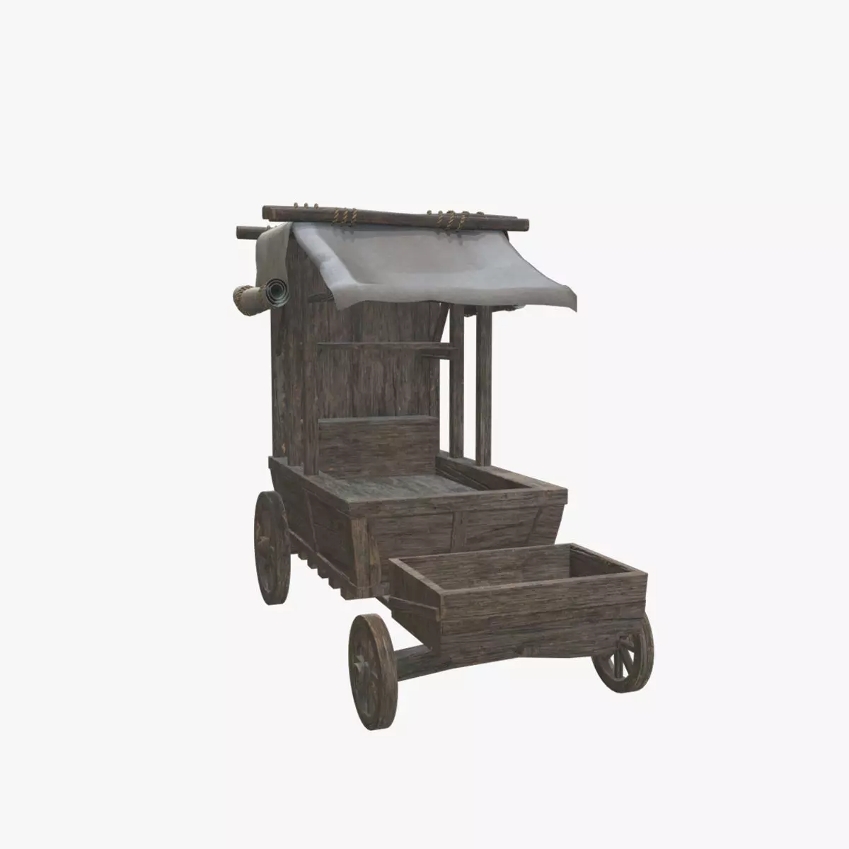 Medieval Cart V06 Low-poly 3D model_0