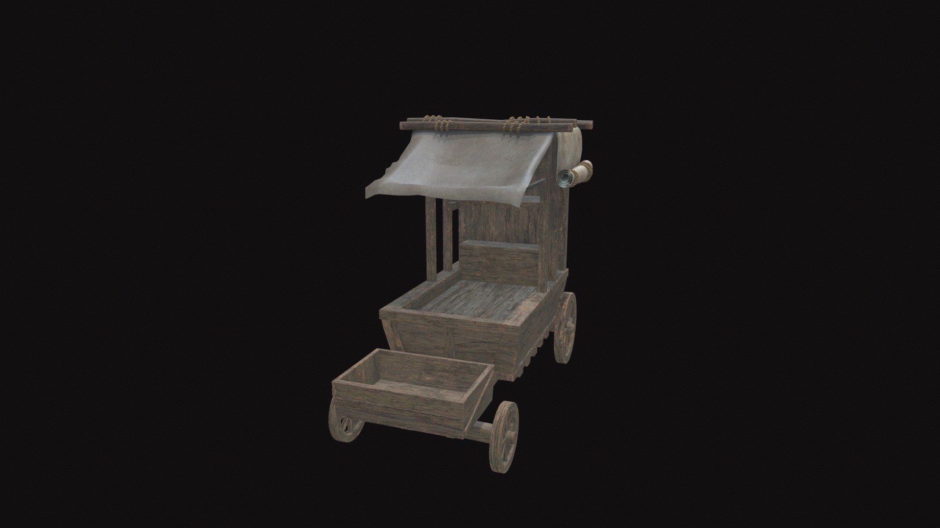 Medieval Cart V06 Low-poly 3D model_6