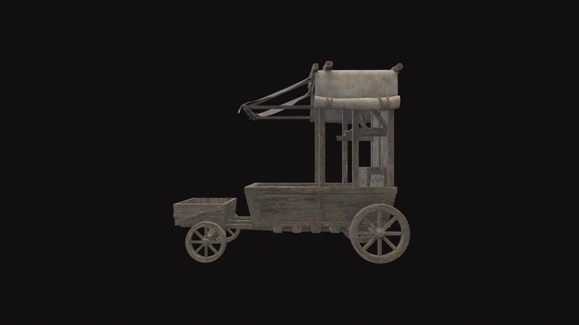 Medieval Cart V06 Low-poly 3D model_5