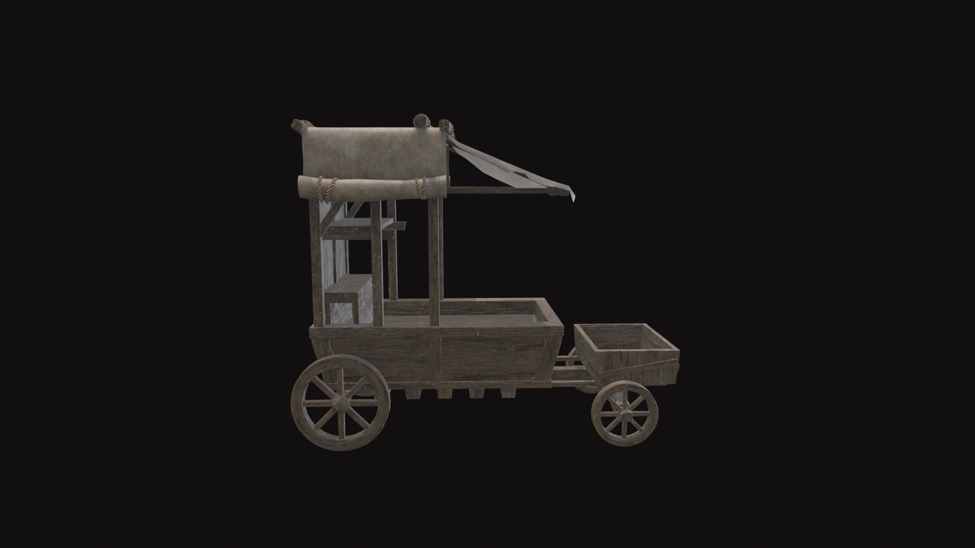 Medieval Cart V06 Low-poly 3D model_7