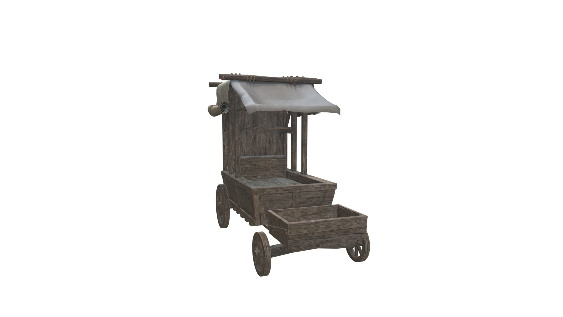 Medieval Cart V06 Low-poly 3D model_9