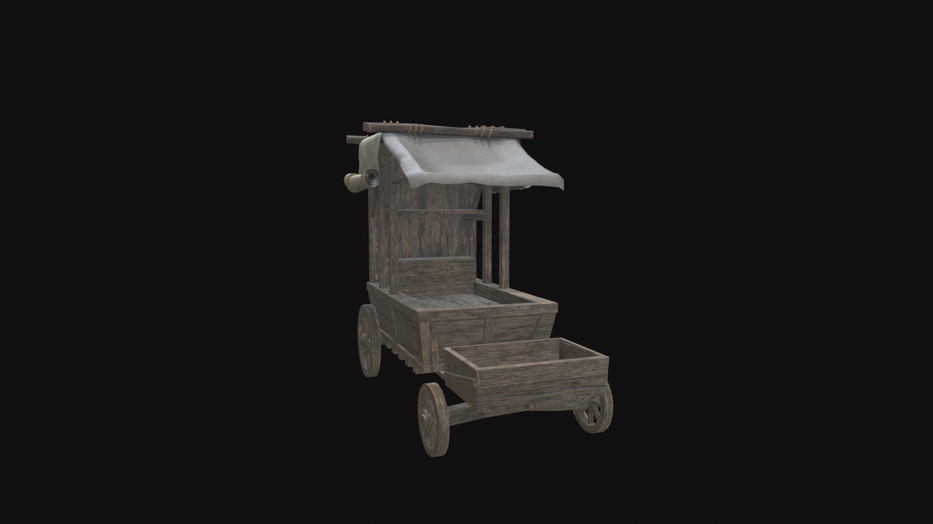 Medieval Cart V06 Low-poly 3D model_4