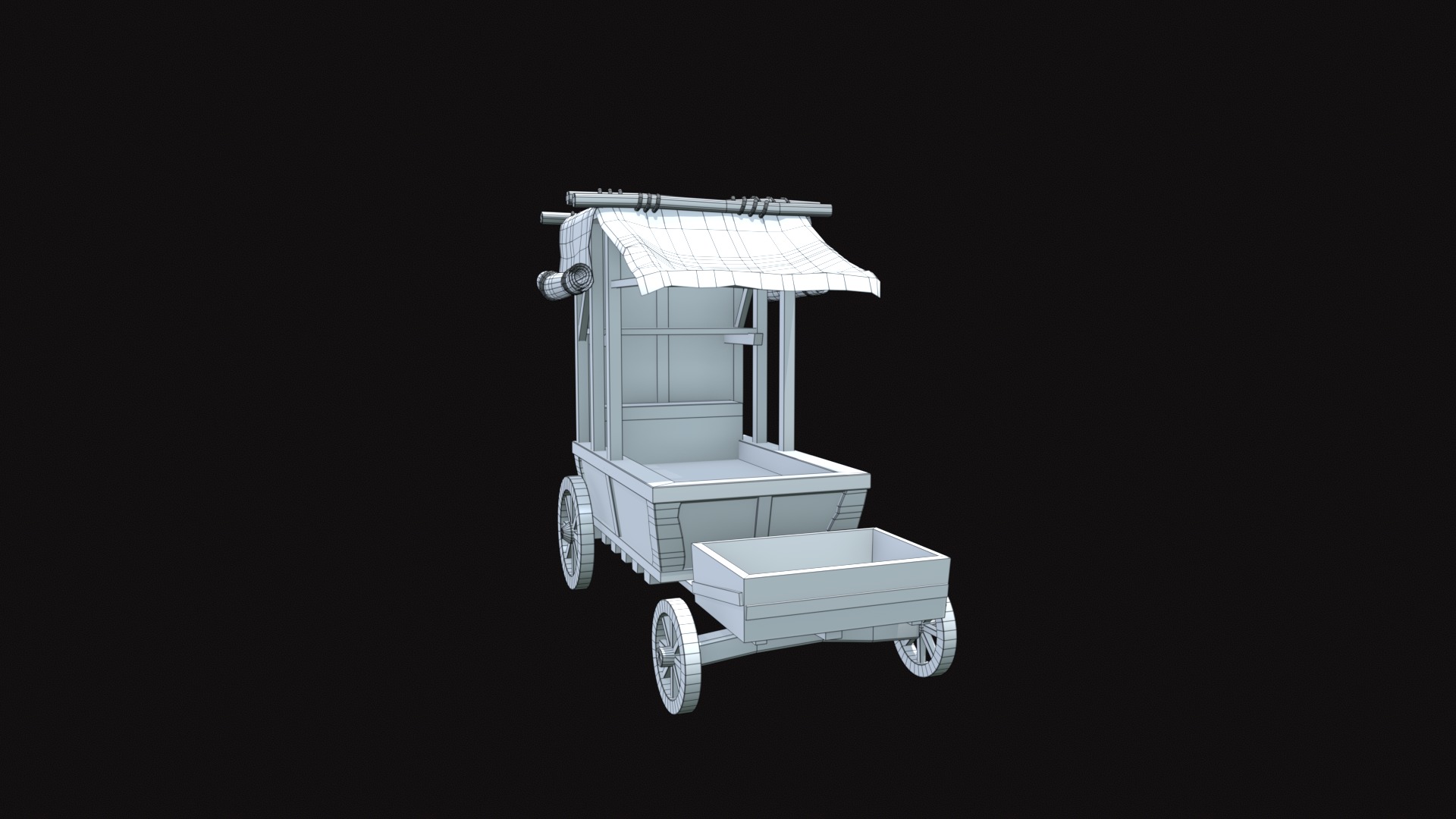 Medieval Cart V06 Low-poly 3D model_10