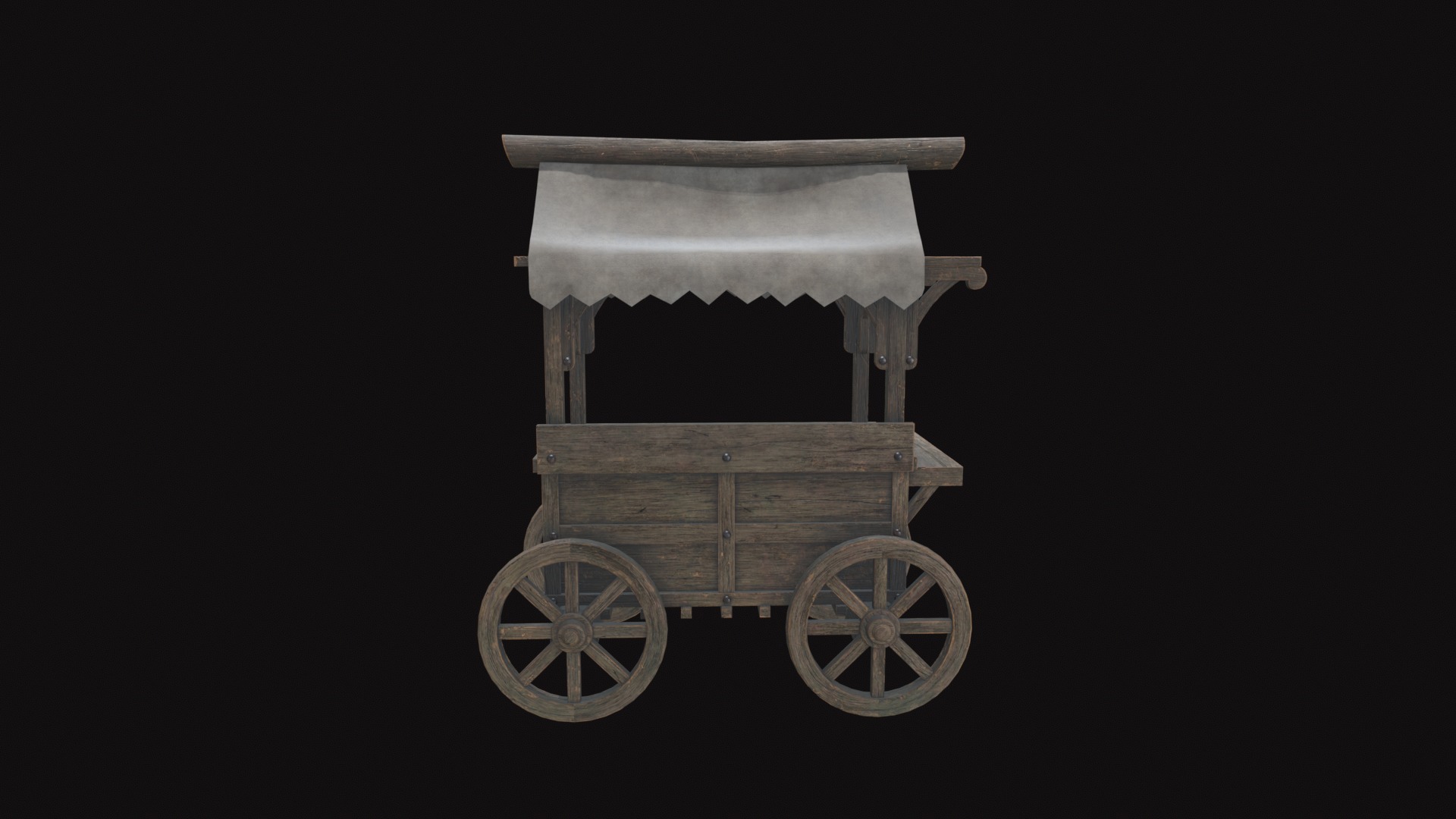 Medieval Cart V08 Low-poly 3D model_7