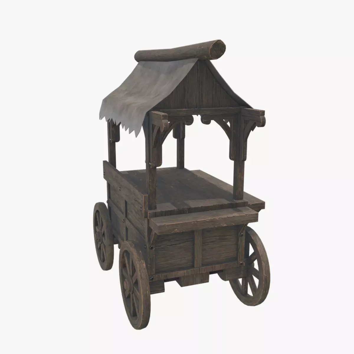 Medieval Cart V08 Low-poly 3D model_0