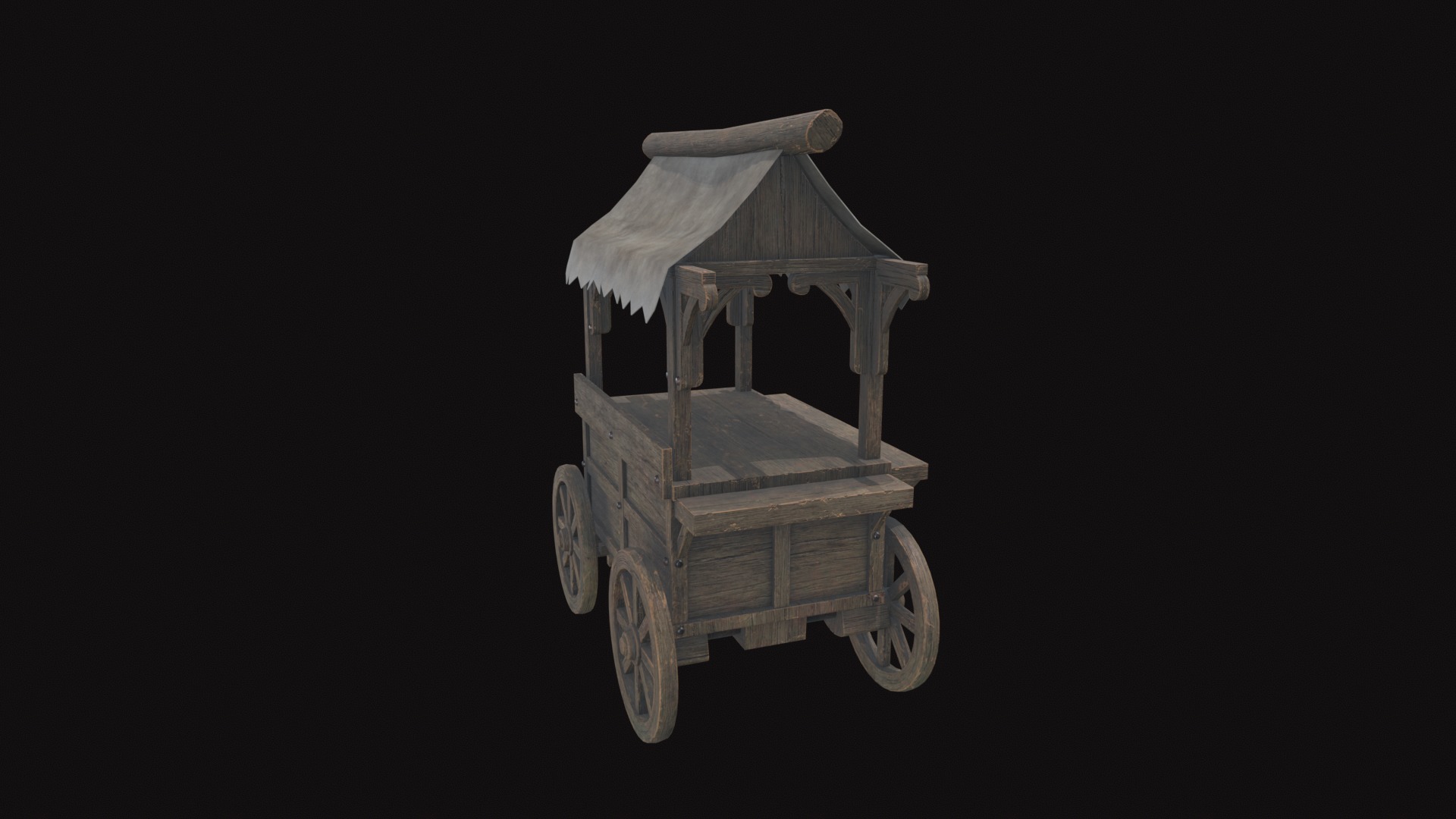 Medieval Cart V08 Low-poly 3D model_4