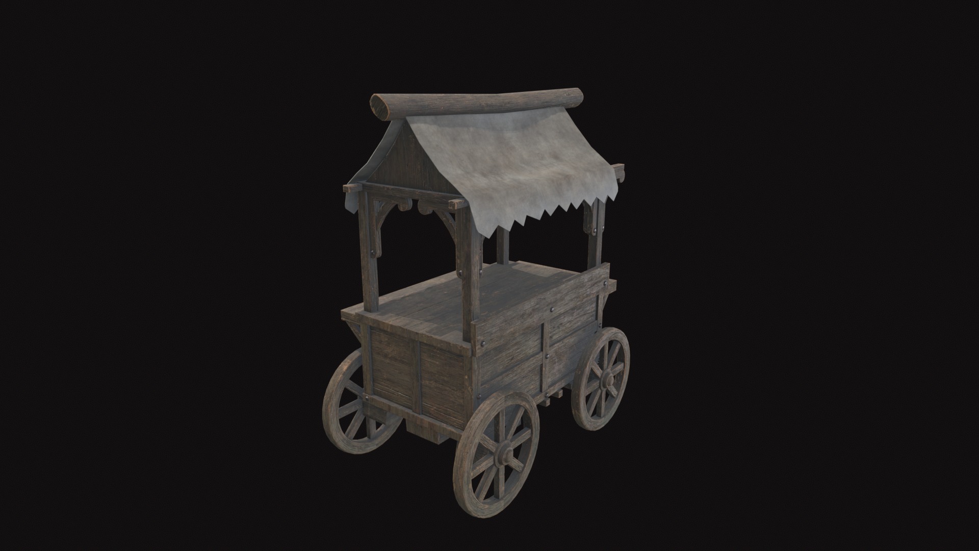 Medieval Cart V08 Low-poly 3D model_2