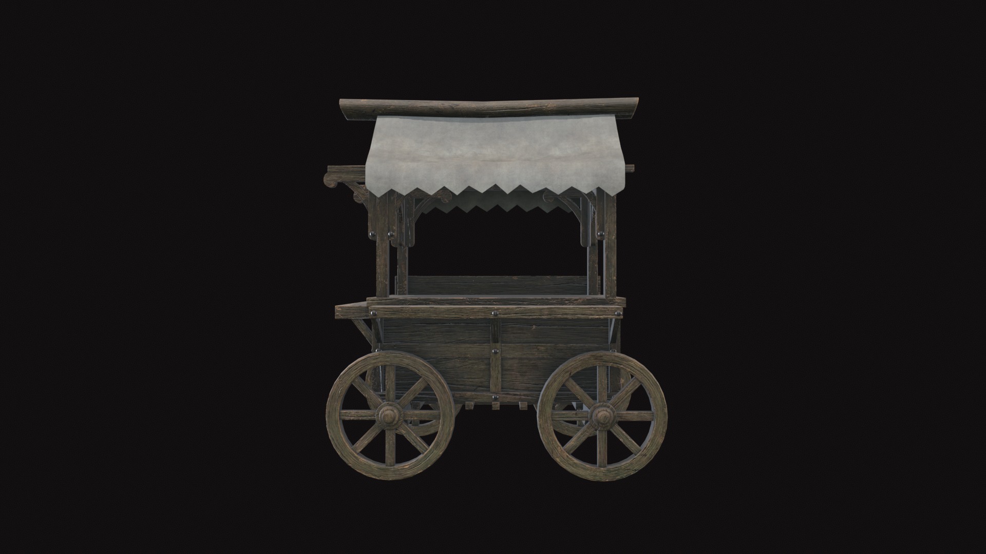 Medieval Cart V08 Low-poly 3D model_5