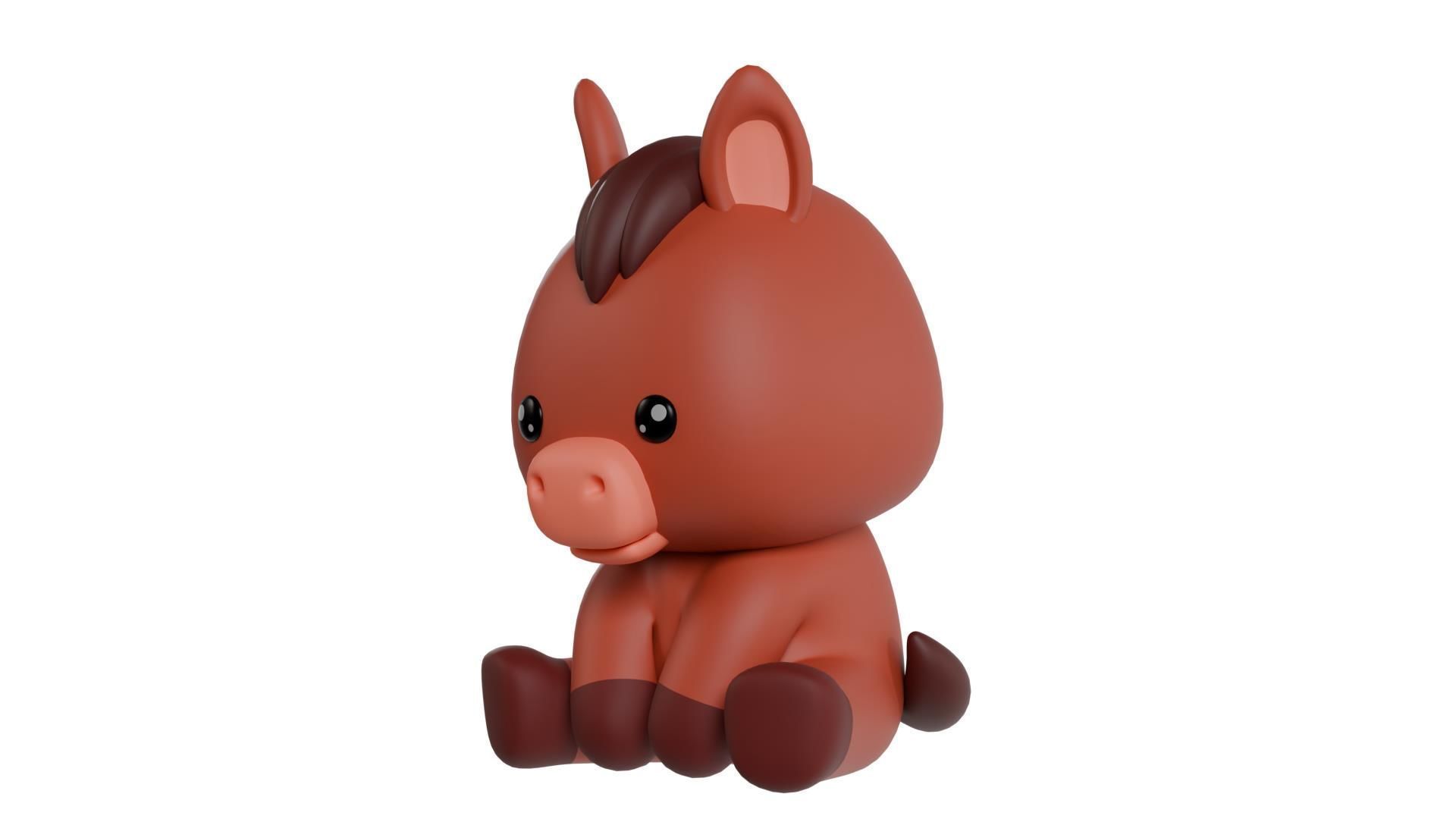 Chinese Zodiac Year of the Horse Sitting Pose 3D print model_2
