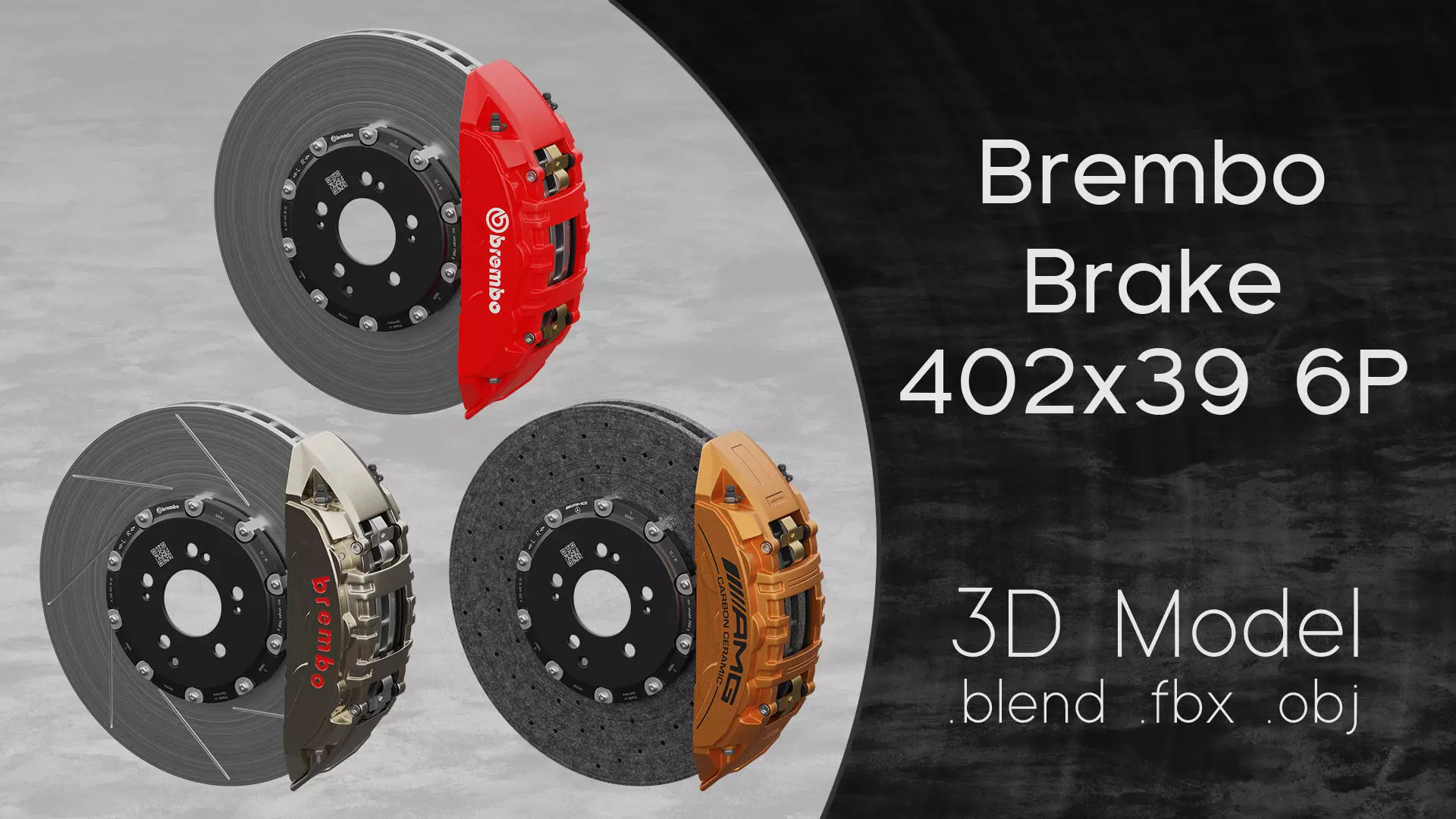 Brembo 402x39 6 Piston Brake 3D Model 3D model_0