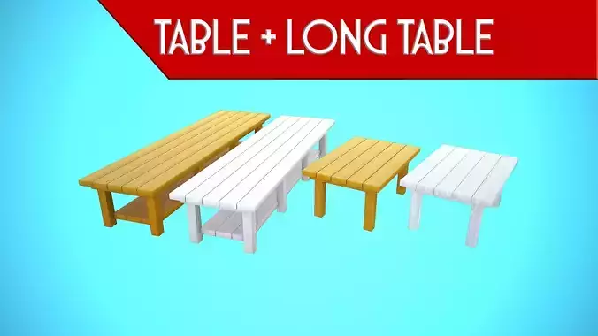 COLLECTION TABLE AND LONG TABLE CARTOON STYLIZED