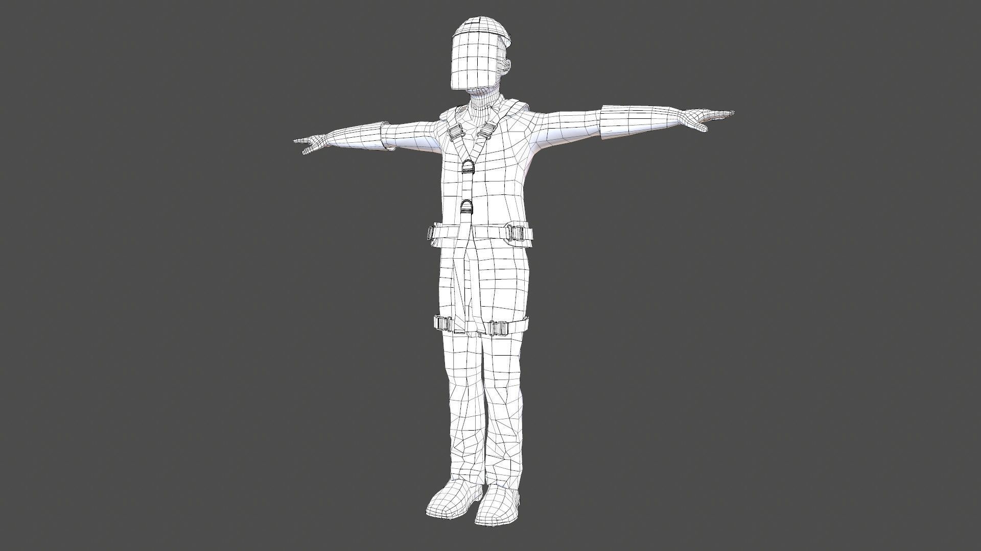 Safety Harness and Helmet Low-poly 3D model_14