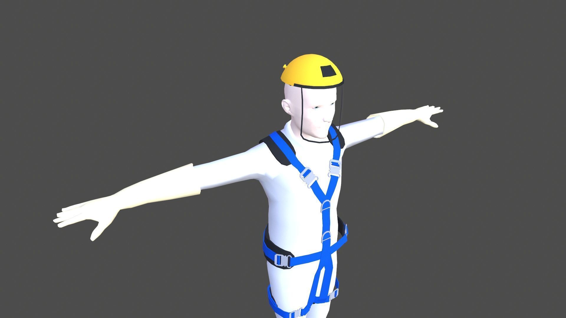 Safety Harness and Helmet Low-poly 3D model_3