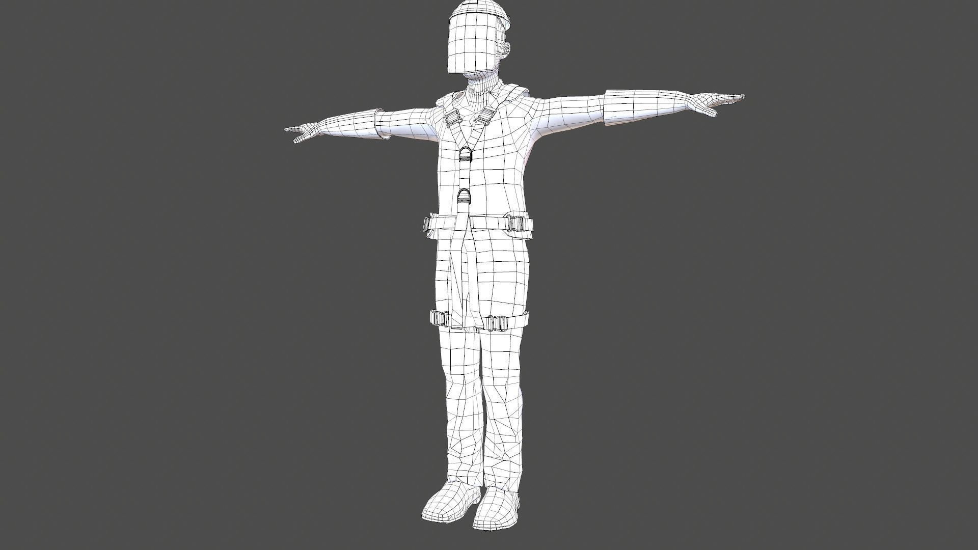 Safety Harness and Helmet Low-poly 3D model_13