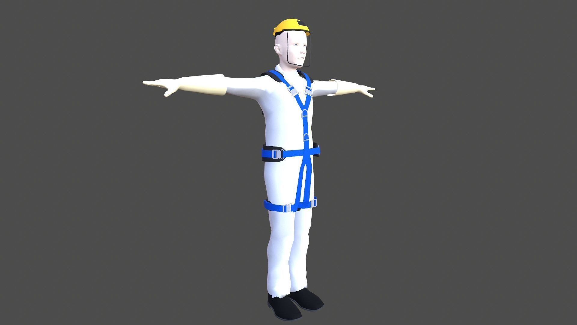 Safety Harness and Helmet Low-poly 3D model_2