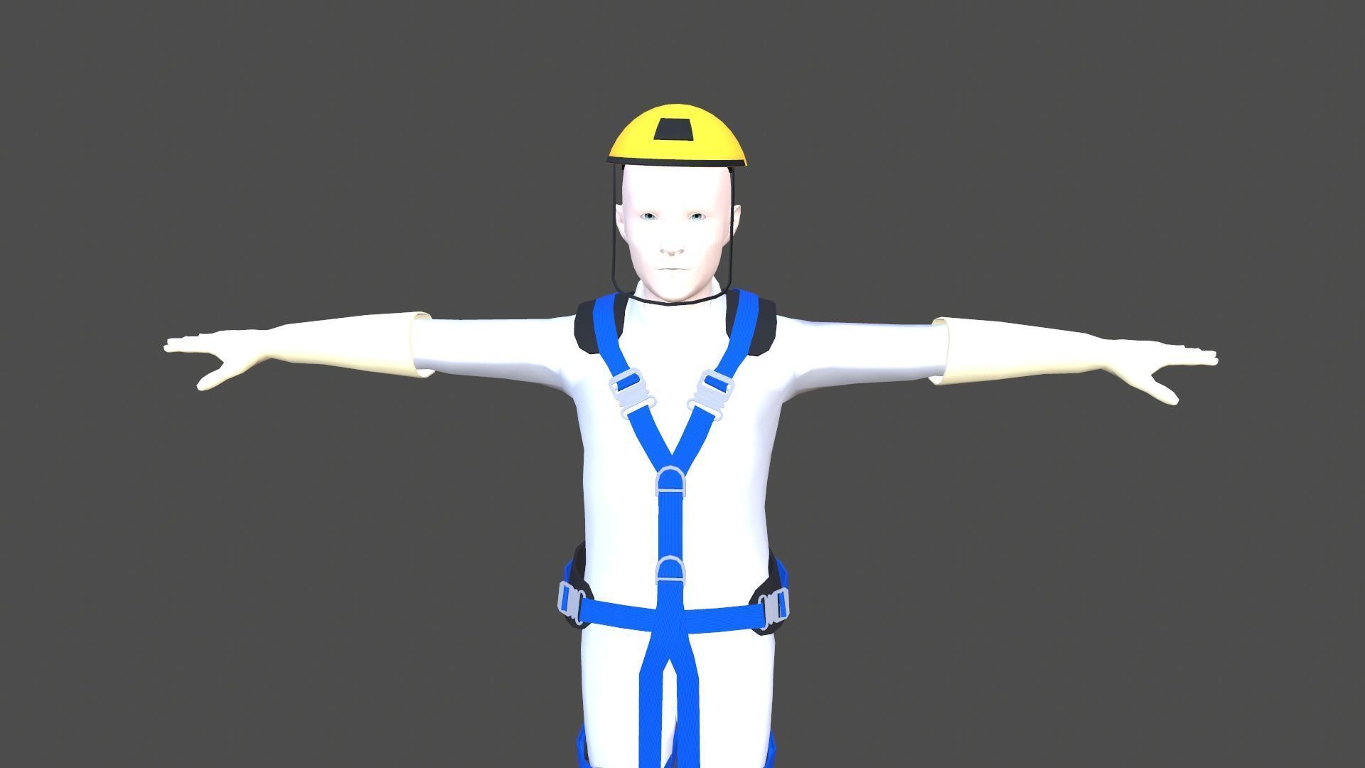 Safety Harness and Helmet Low-poly 3D model_4