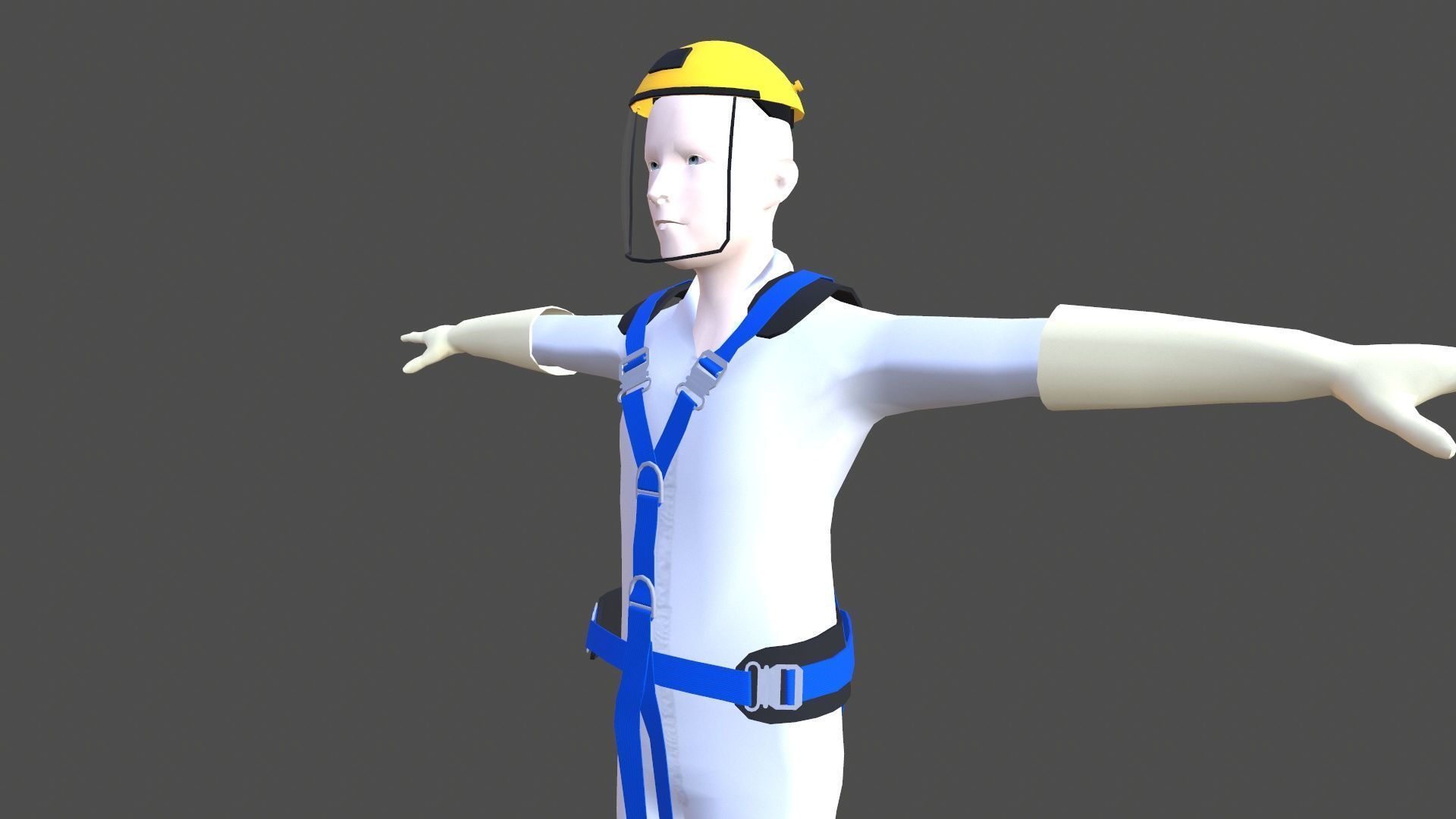 Safety Harness and Helmet Low-poly 3D model_5