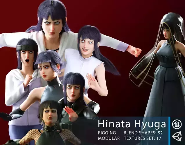 Hinata Hyuga Modular Character Low-poly 3D model
