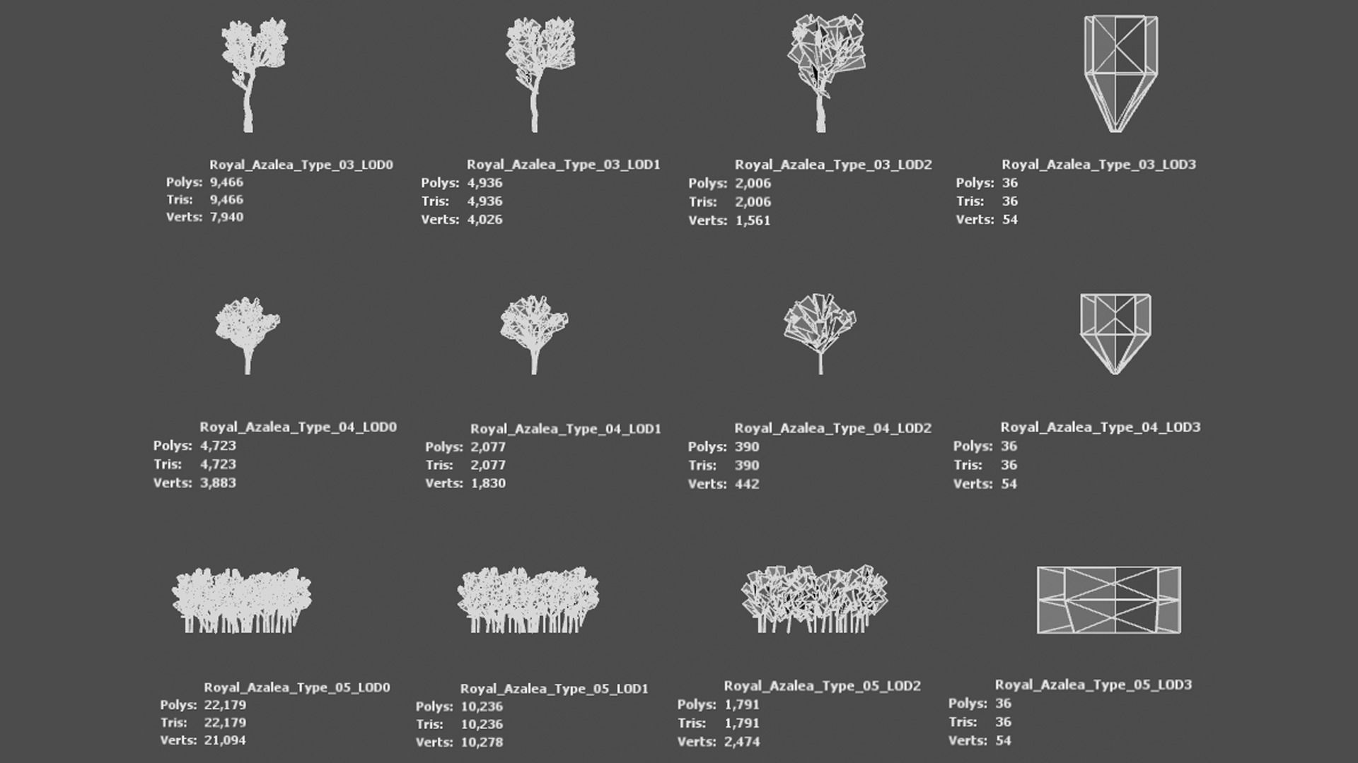Korean Endemic Species Plant - 5 Korean Royal Azalea Flower Tree Low-poly 3D model_8