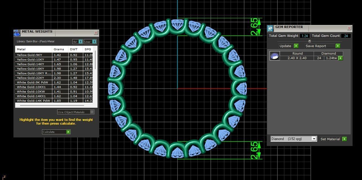 U Shaped Eternity Ring 2 point 4 mm stone size swiss 10 and EU50 3D print model_4