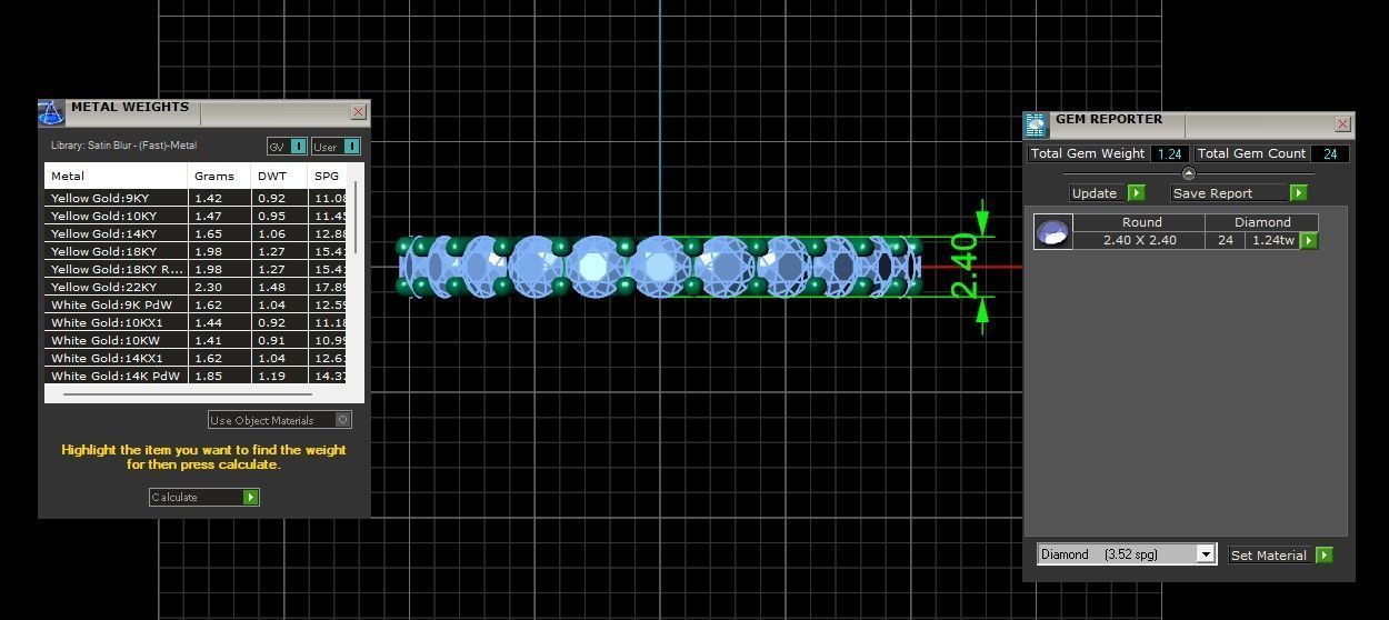 U Shaped Eternity Ring 2 point 4 mm stone size swiss 10 and EU50 3D print model_3