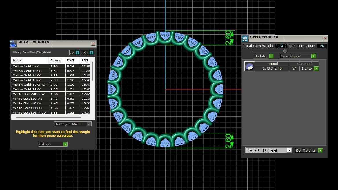 U Shaped Eternity Ring 2 point 4 mm stone size swiss 11 and EU51 3D print model_3