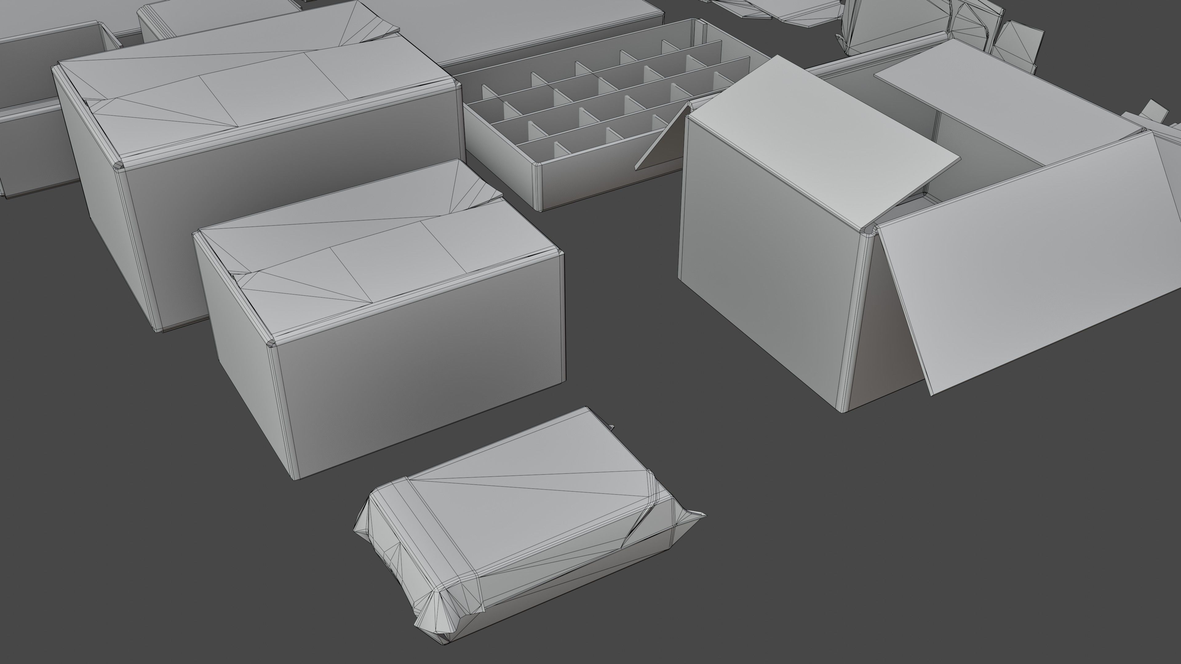 Cardboard boxes Low-poly 3D model_10