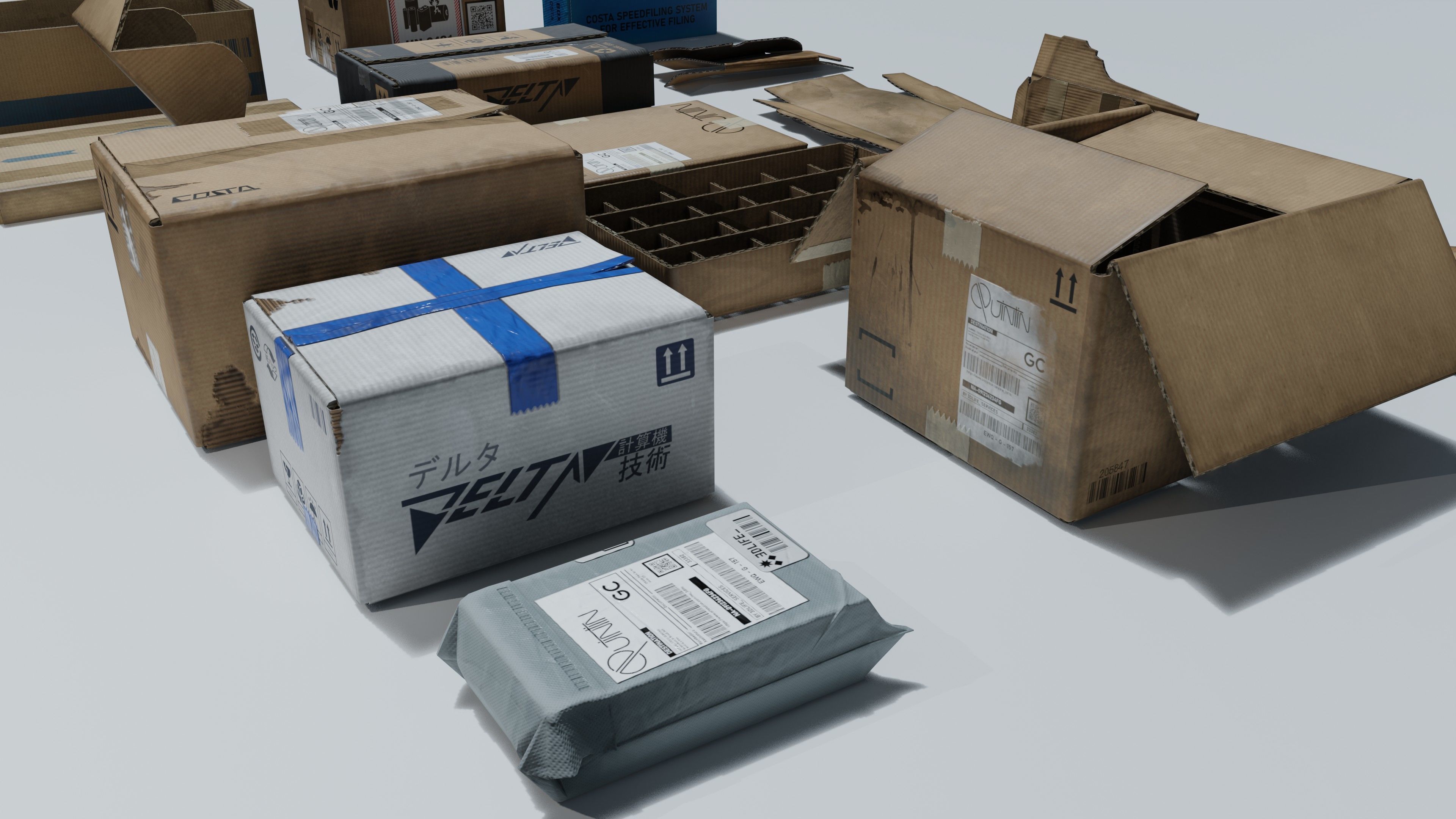 Cardboard boxes Low-poly 3D model_3
