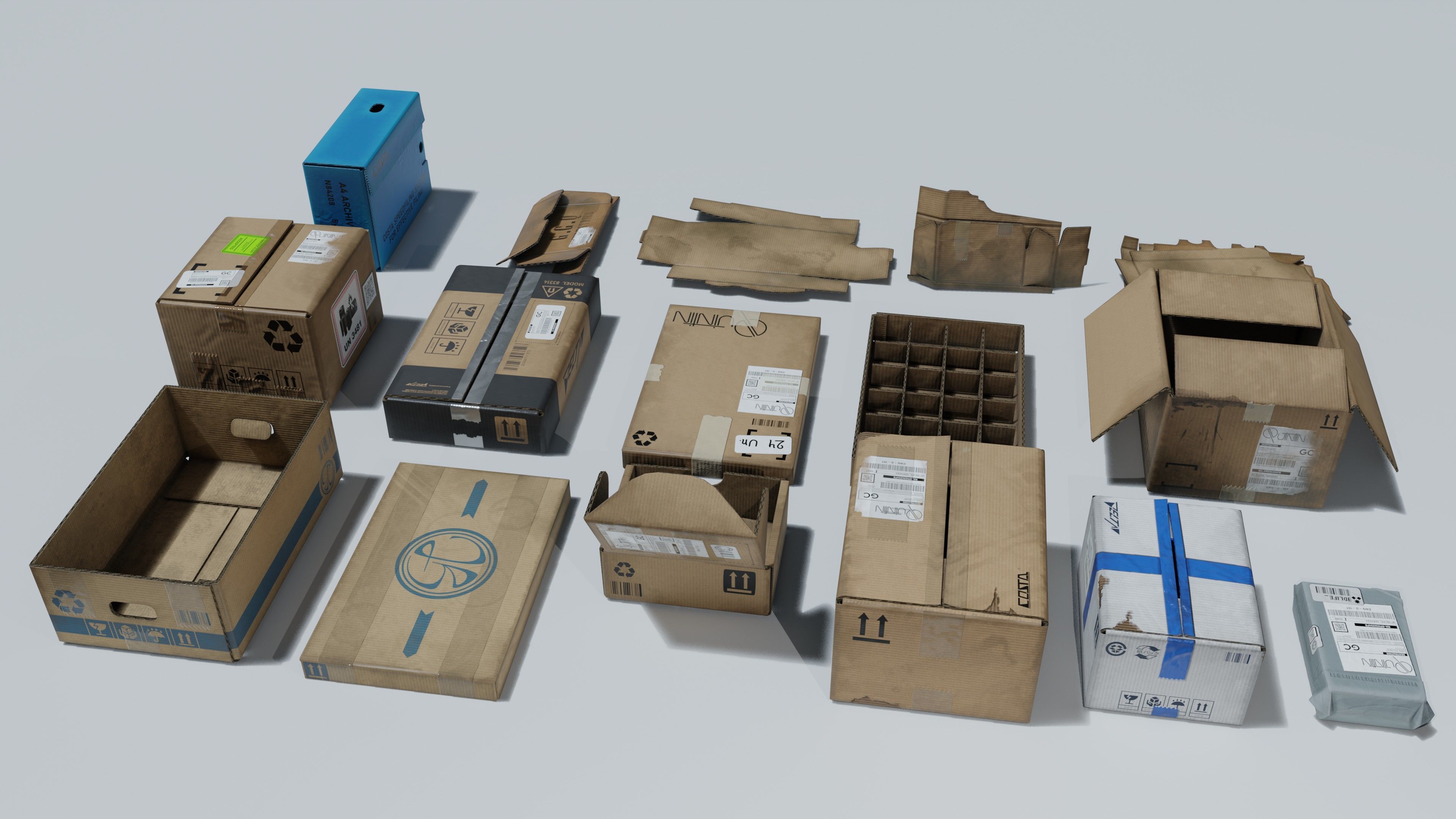 Cardboard boxes Low-poly 3D model_5