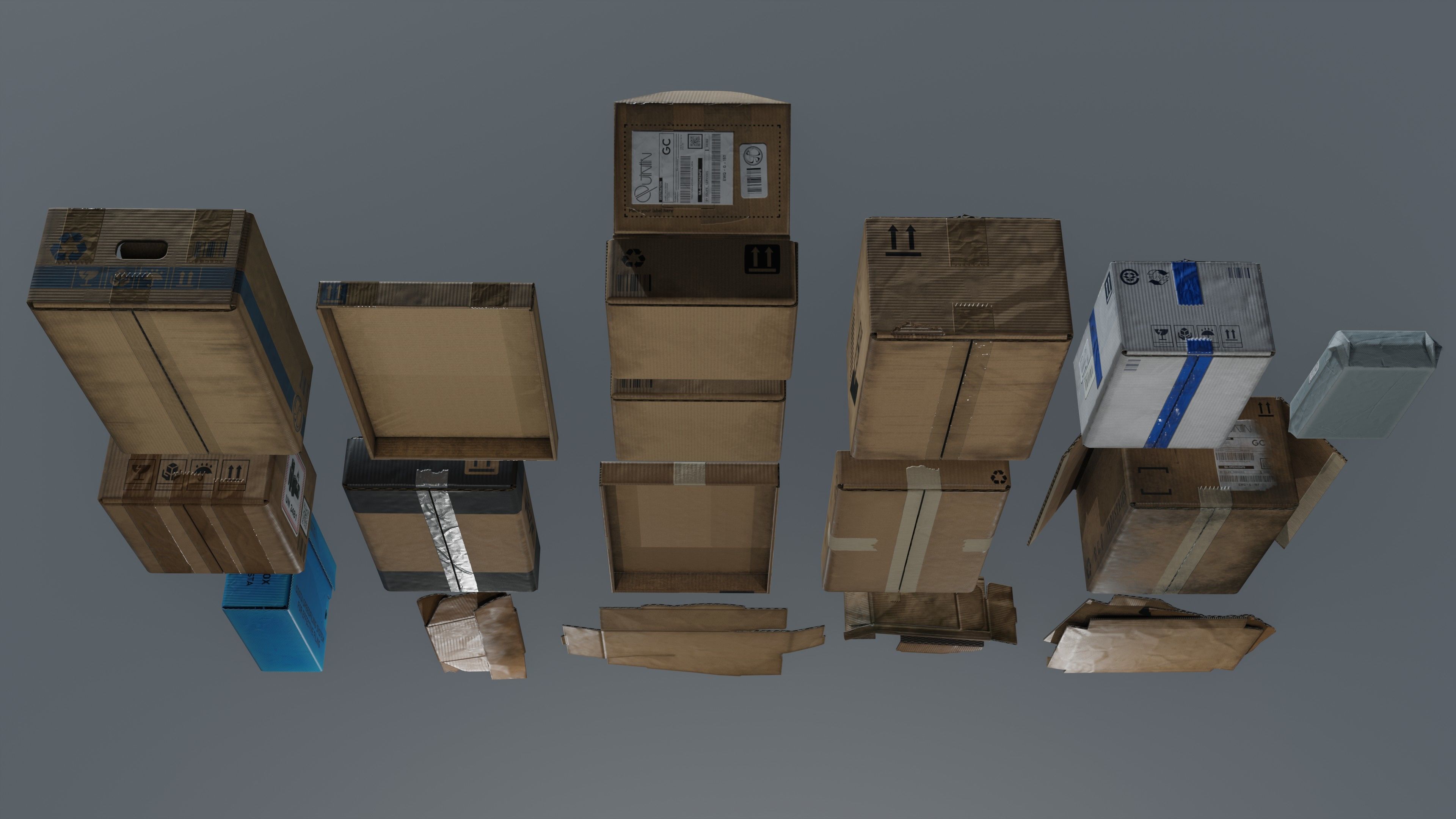 Cardboard boxes Low-poly 3D model_8