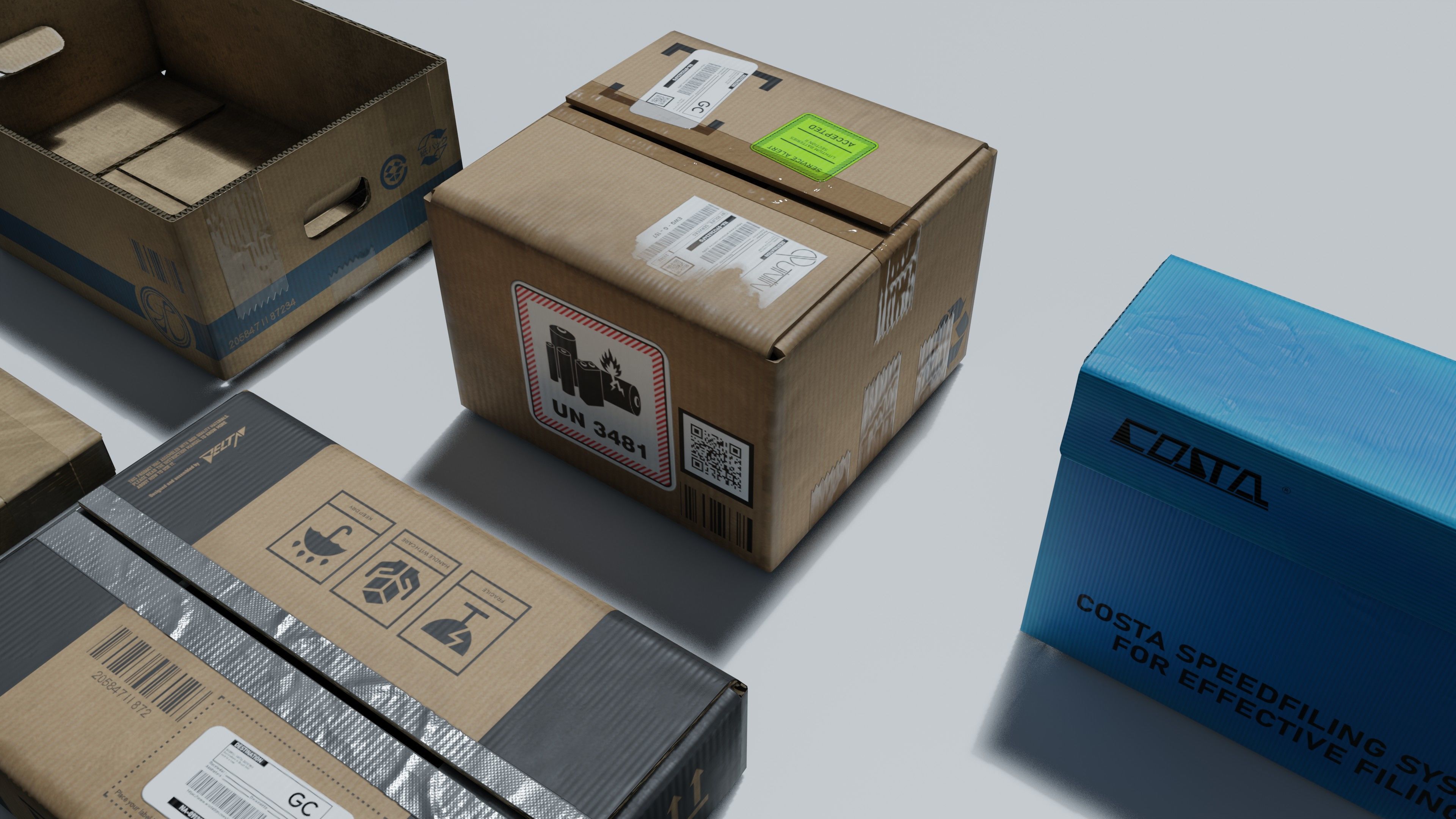 Cardboard boxes Low-poly 3D model_2