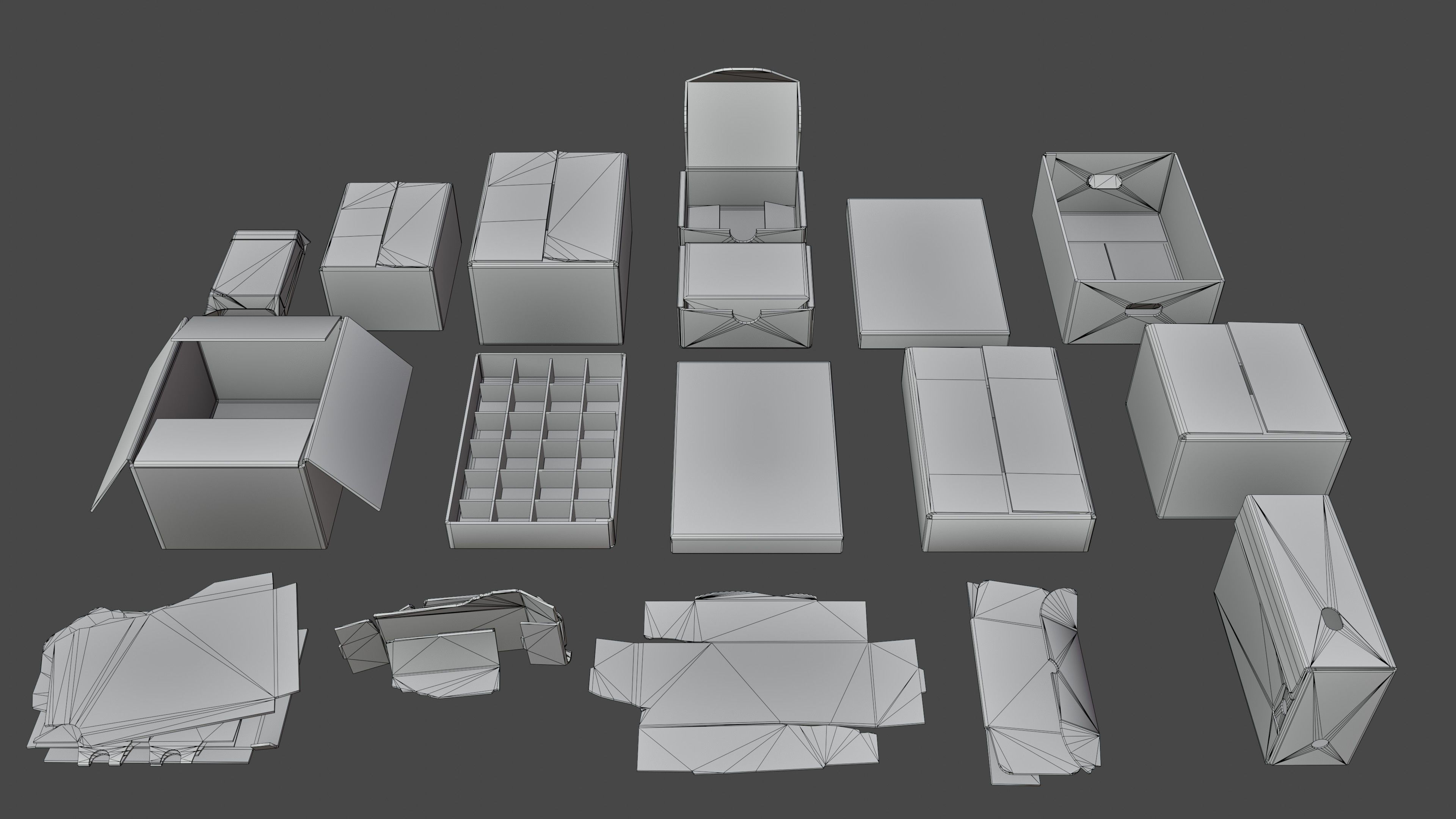 Cardboard boxes Low-poly 3D model_12