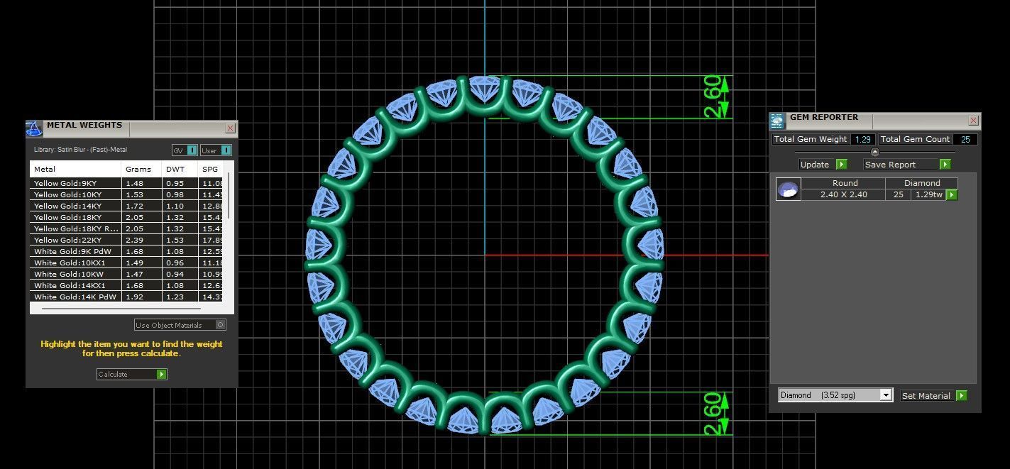 U Shaped Eternity Ring 2 point 4 mm stone size swiss 12 and EU52 3D print model_3