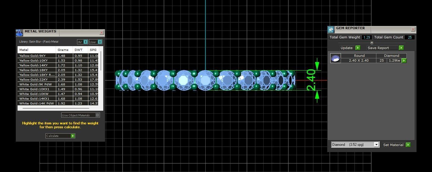U Shaped Eternity Ring 2 point 4 mm stone size swiss 12 and EU52 3D print model_2