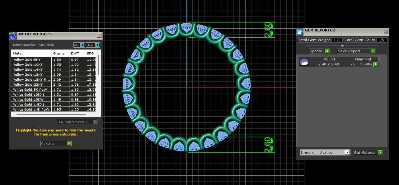 U Shaped Eternity Ring 2 point 4 mm stone size swiss 13 and EU53 3D print model_4