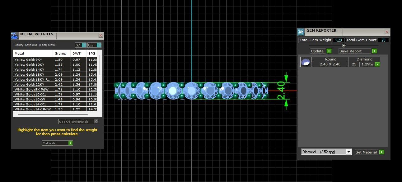 U Shaped Eternity Ring 2 point 4 mm stone size swiss 13 and EU53 3D print model_3