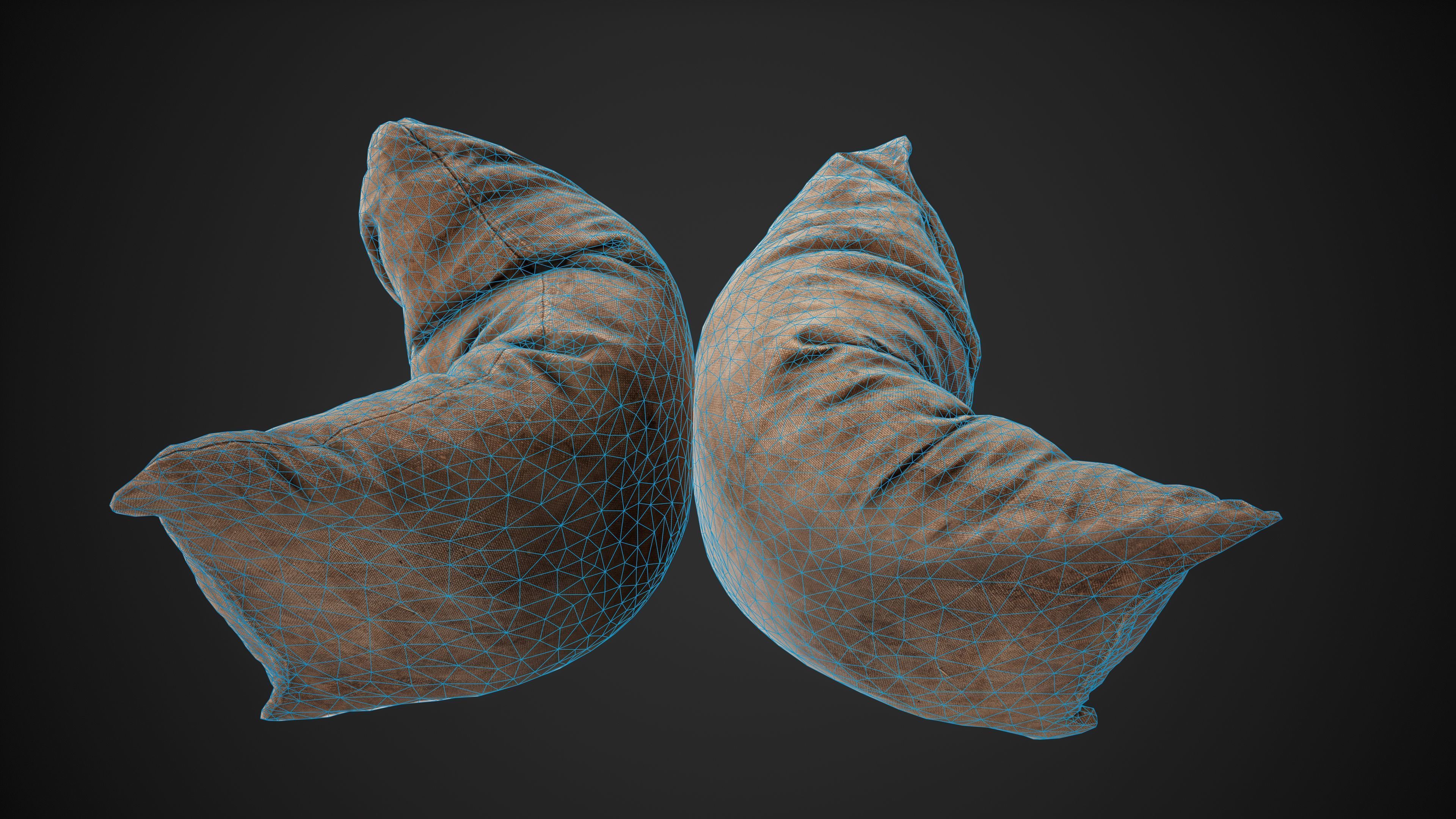 Realistic old burlap bag 08 photo scan Low-poly 3D model_16
