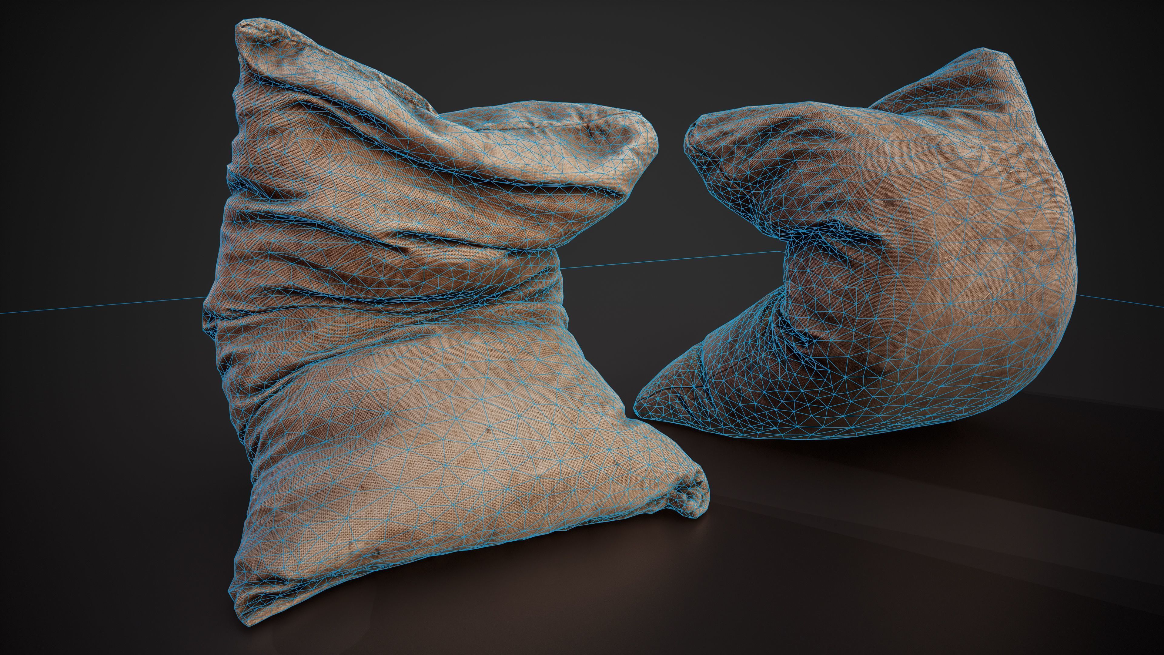 Realistic old burlap bag 08 photo scan Low-poly 3D model_15