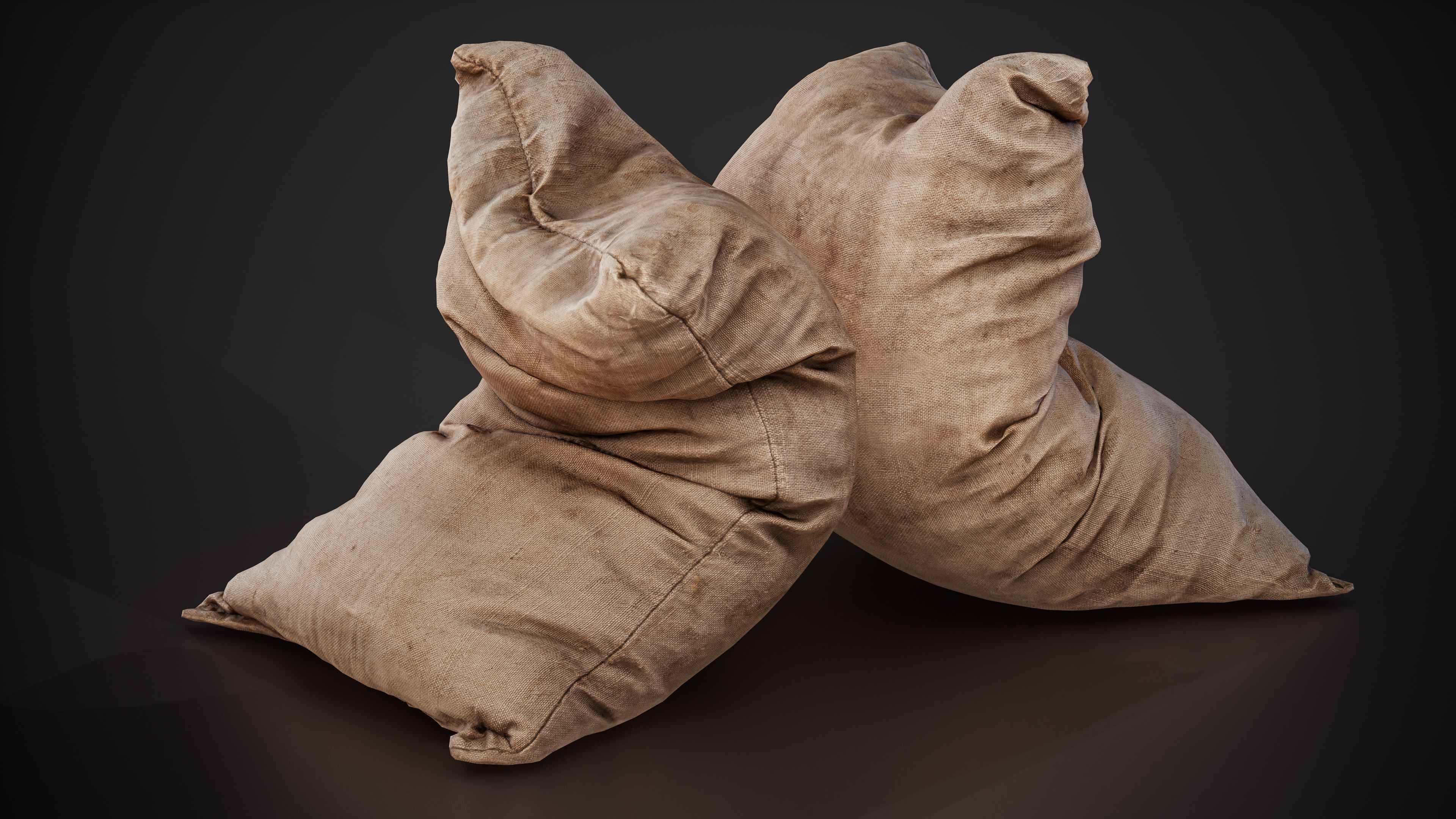 Realistic old burlap bag 08 photo scan Low-poly 3D model_12